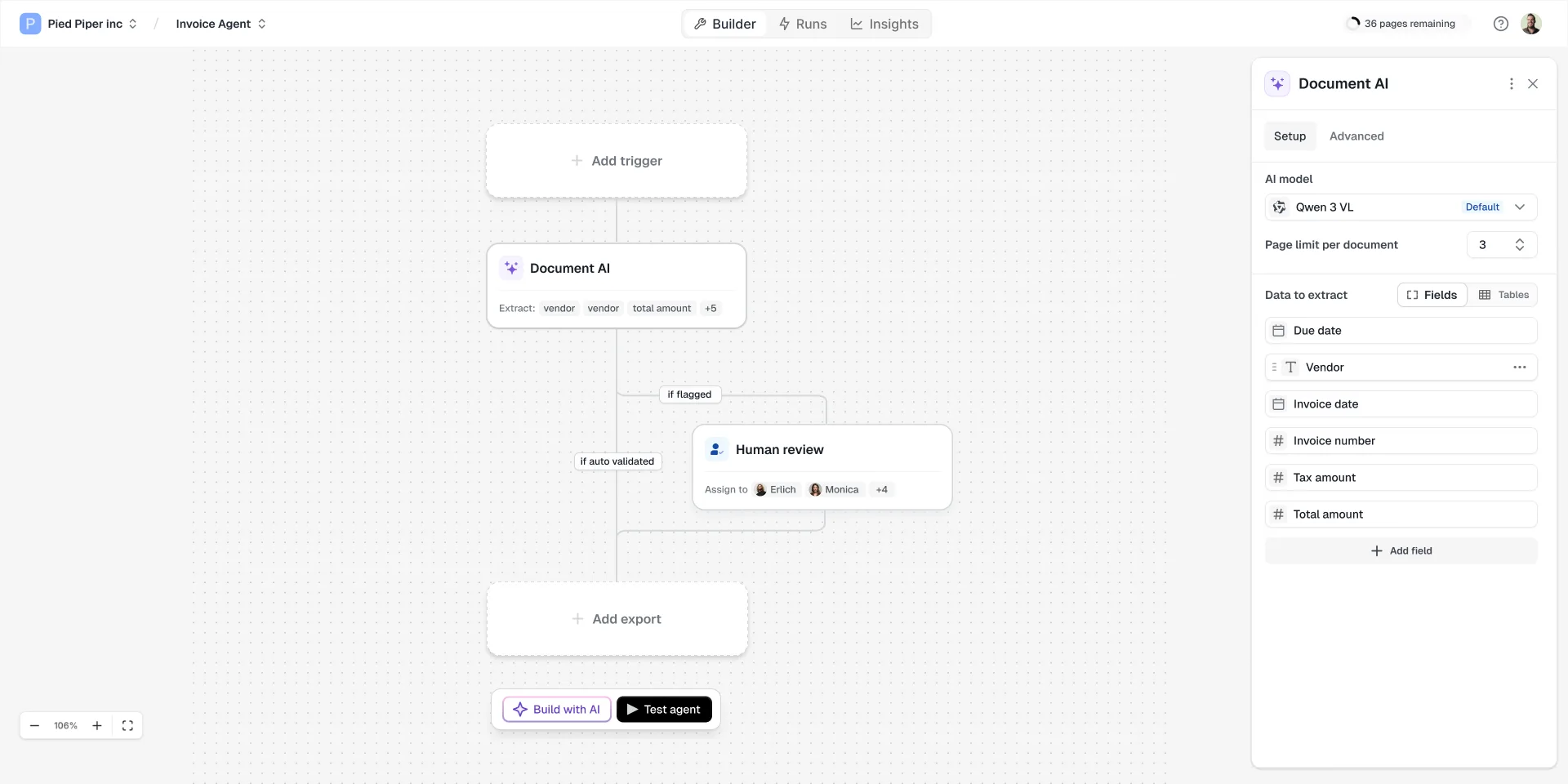 Cradl AI document agent builder
