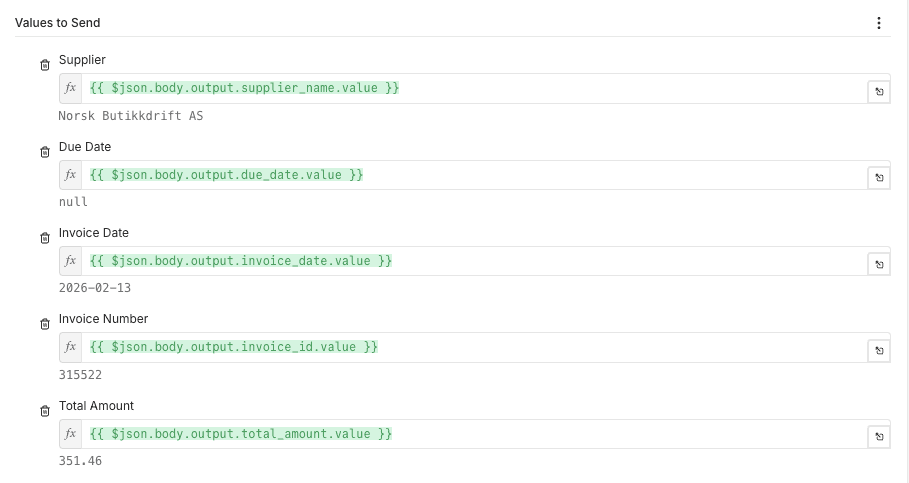 Google Sheets field mapping